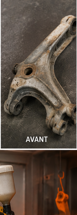 Triangle de suspension avant rénovation, brut et oxydé